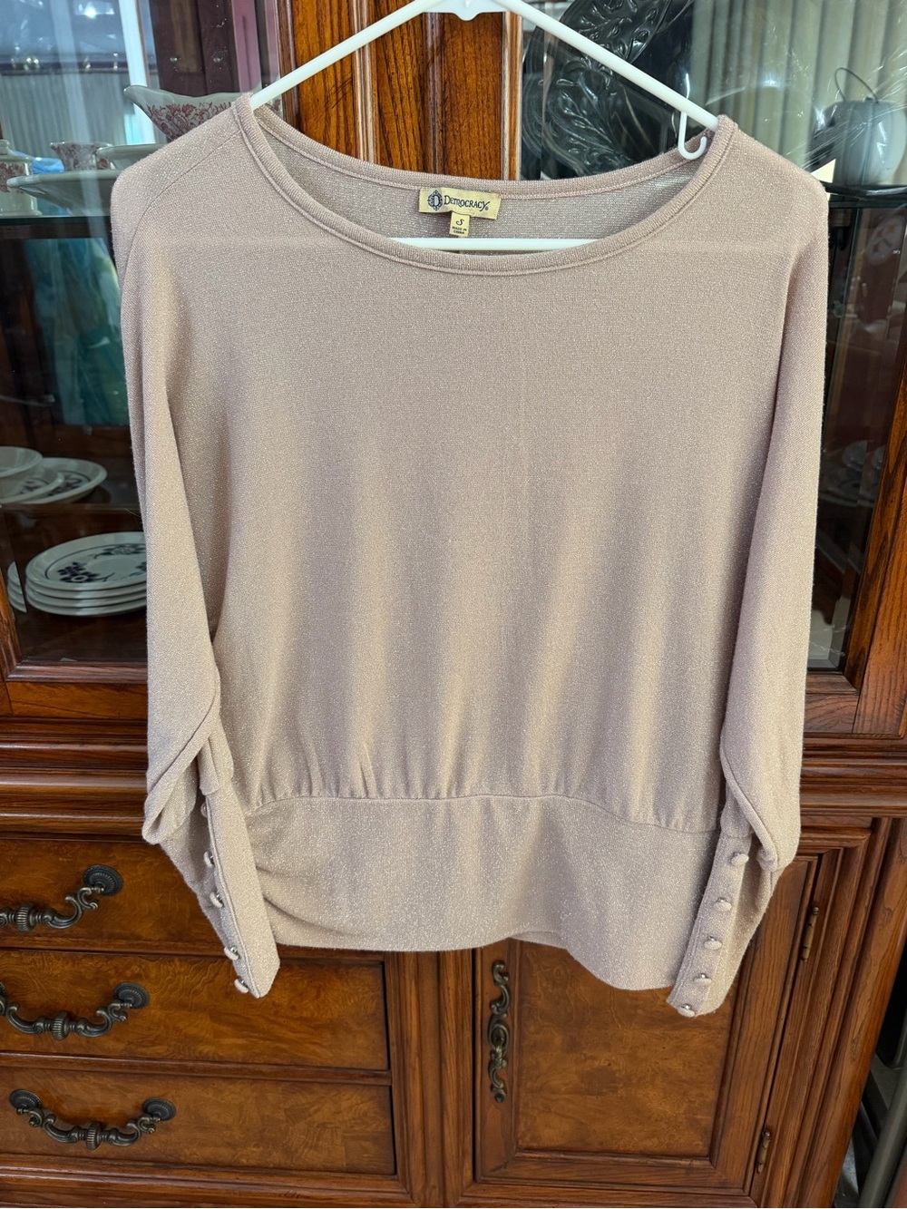 Democracy Mauve Long Sleeve Textured Pullover Top